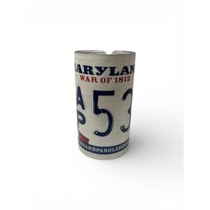 Repurposed Maryland‎ License Plate Canister , Flower, Vase, Pencil Holder